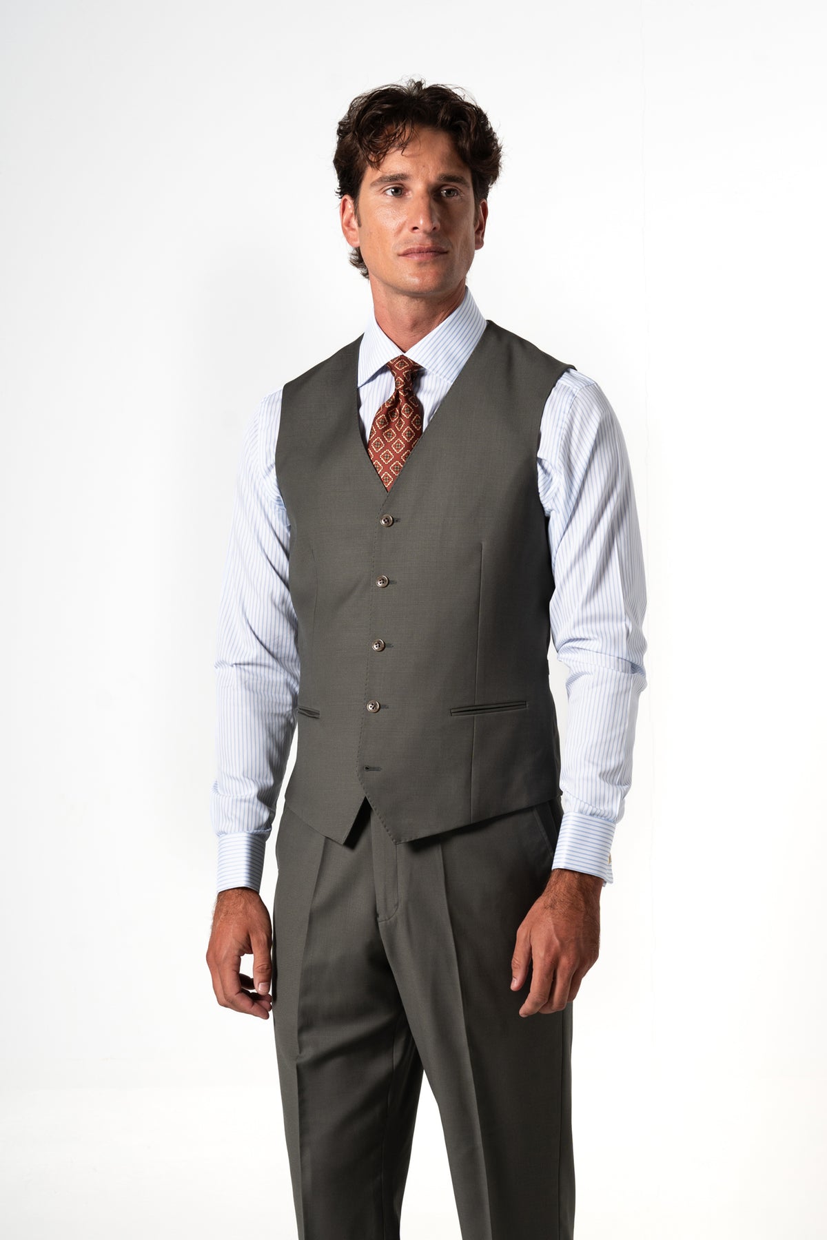 Fil a fil Stone Gray Wool Suit