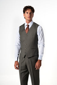 Fil a fil Stone Gray Wool Suit