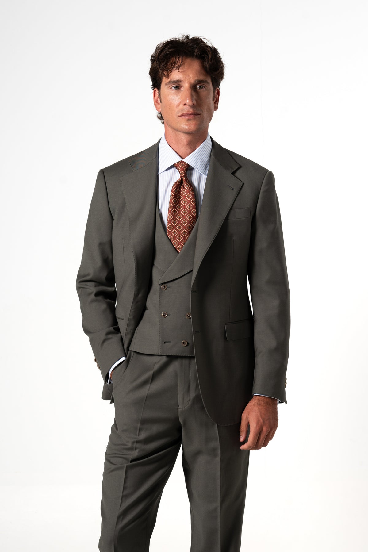Fil a fil Stone Gray Wool Suit