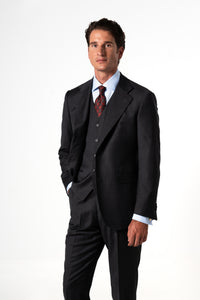 Plain Wool Dark Grey 3-Piece Suit
