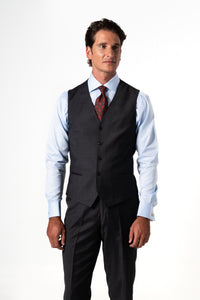 Plain Wool Dark Grey 3-Piece Suit