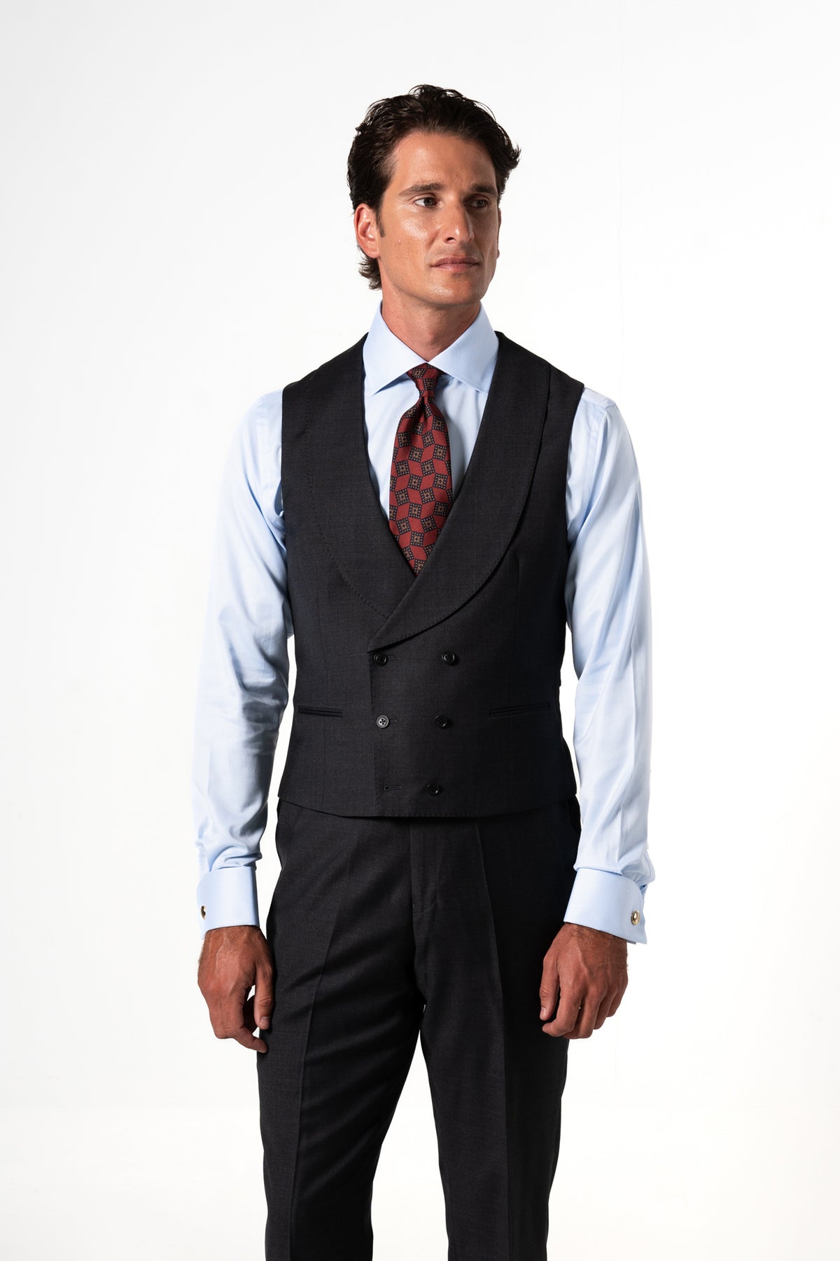 Plain Wool Dark Grey 3-Piece Suit