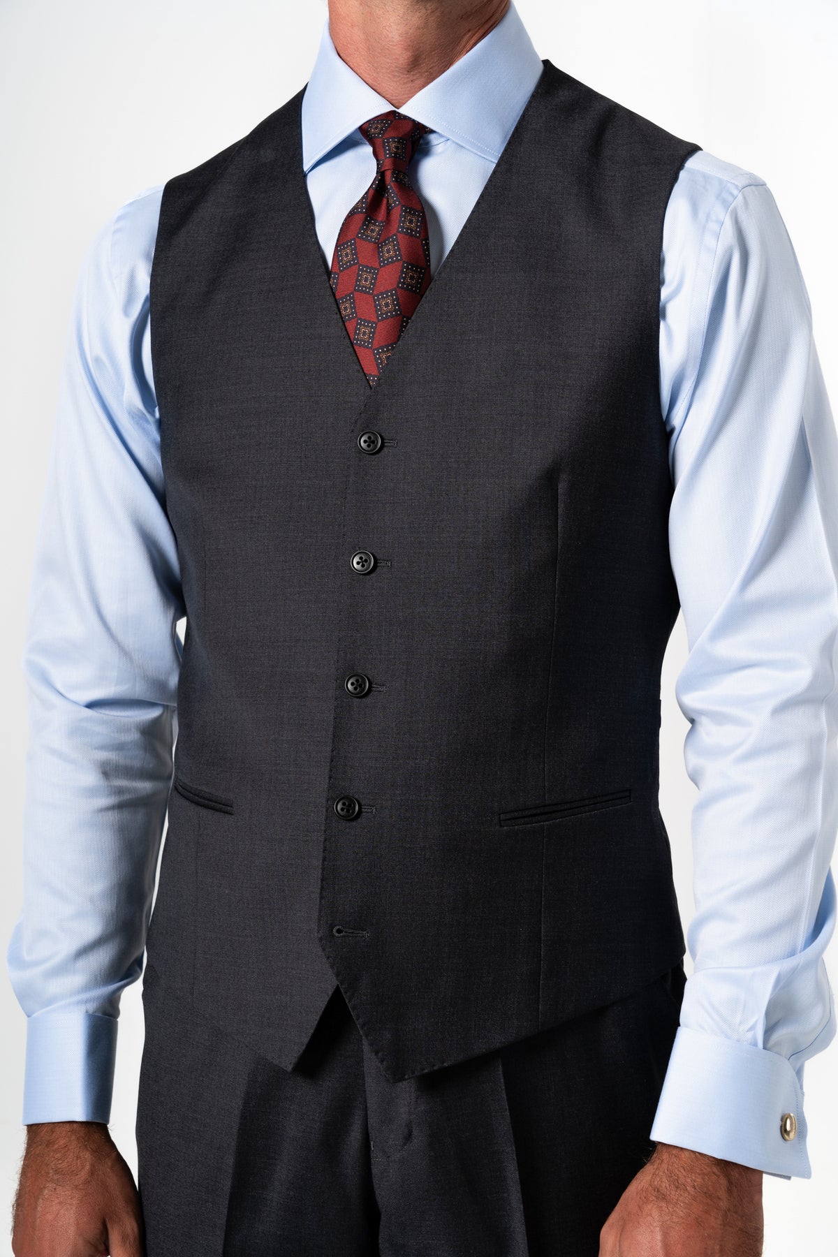Plain Wool Dark Grey 3-Piece Suit