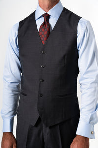 Plain Wool Dark Grey 3-Piece Suit