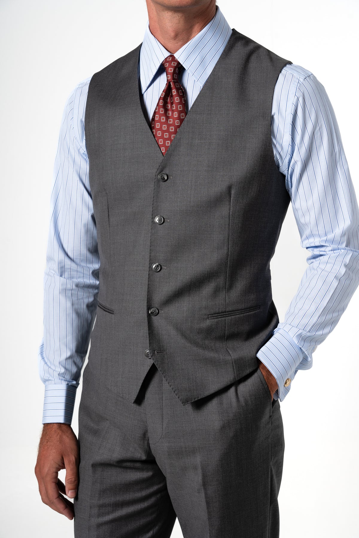 Fil a fil Stone Gray Wool Suit