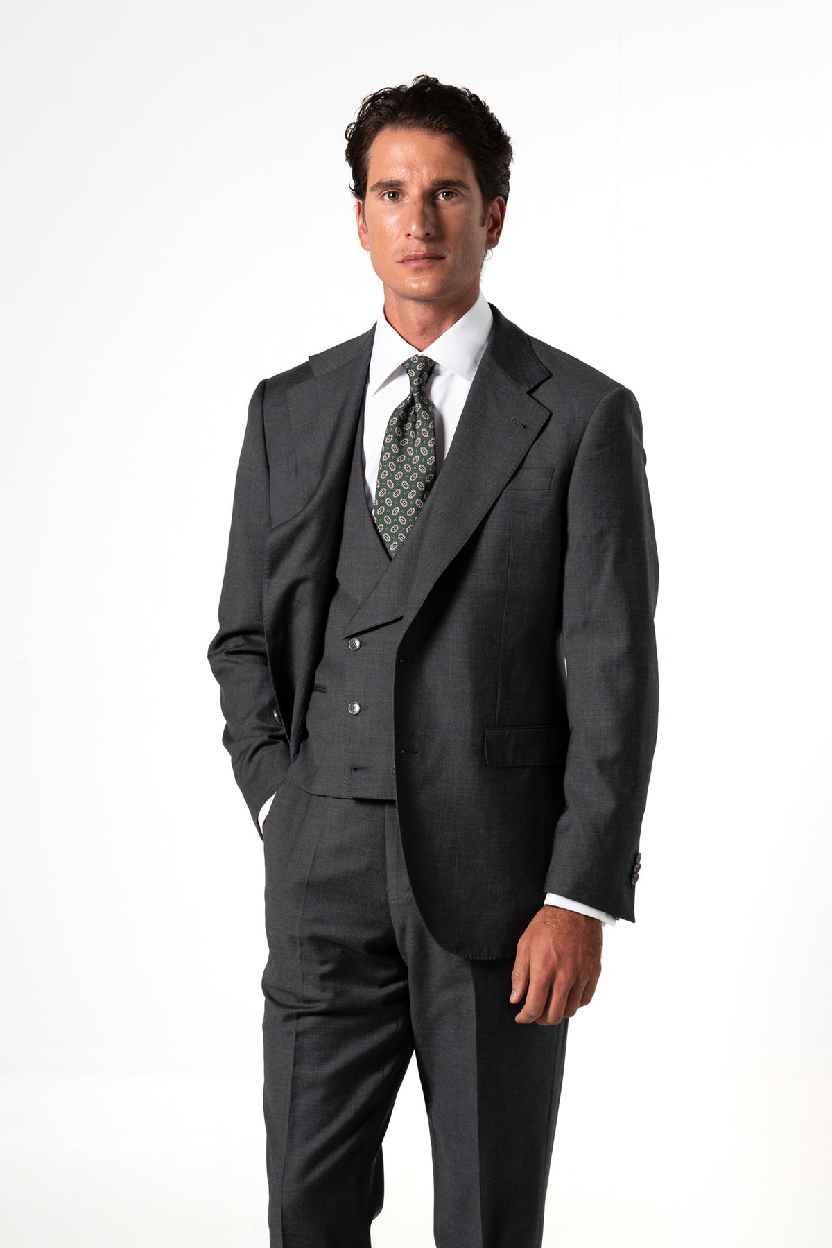 Plain Wool Stone Grey 3-Piece Suit