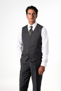 Plain Wool Stone Grey 3-Piece Suit