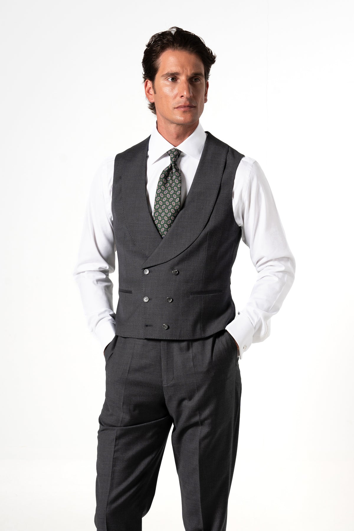Plain Wool Stone Grey 3-Piece Suit