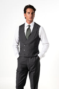 Plain Wool Stone Grey 3-Piece Suit