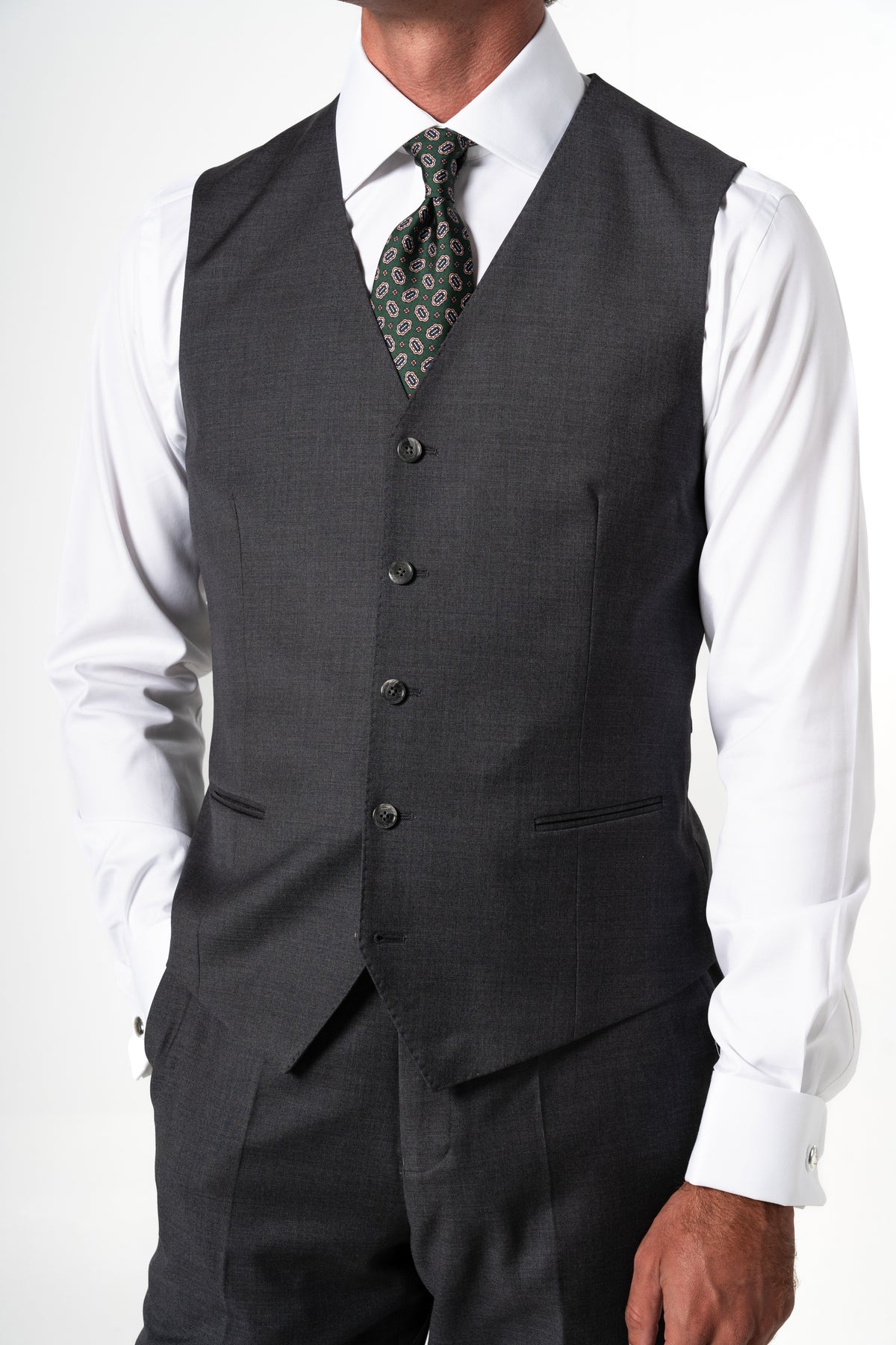Plain Wool Stone Grey 3-Piece Suit