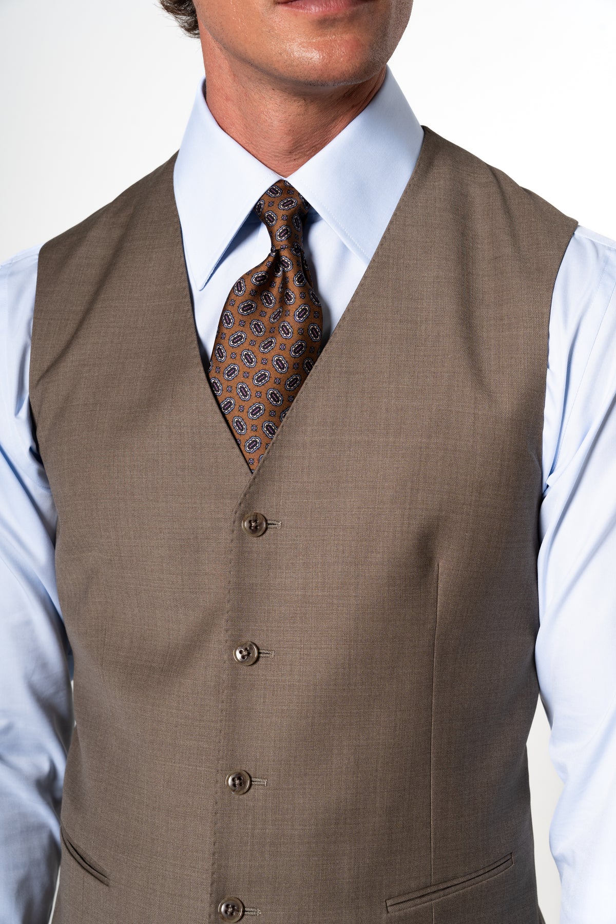 Fil a fil Stone Gray Wool Suit