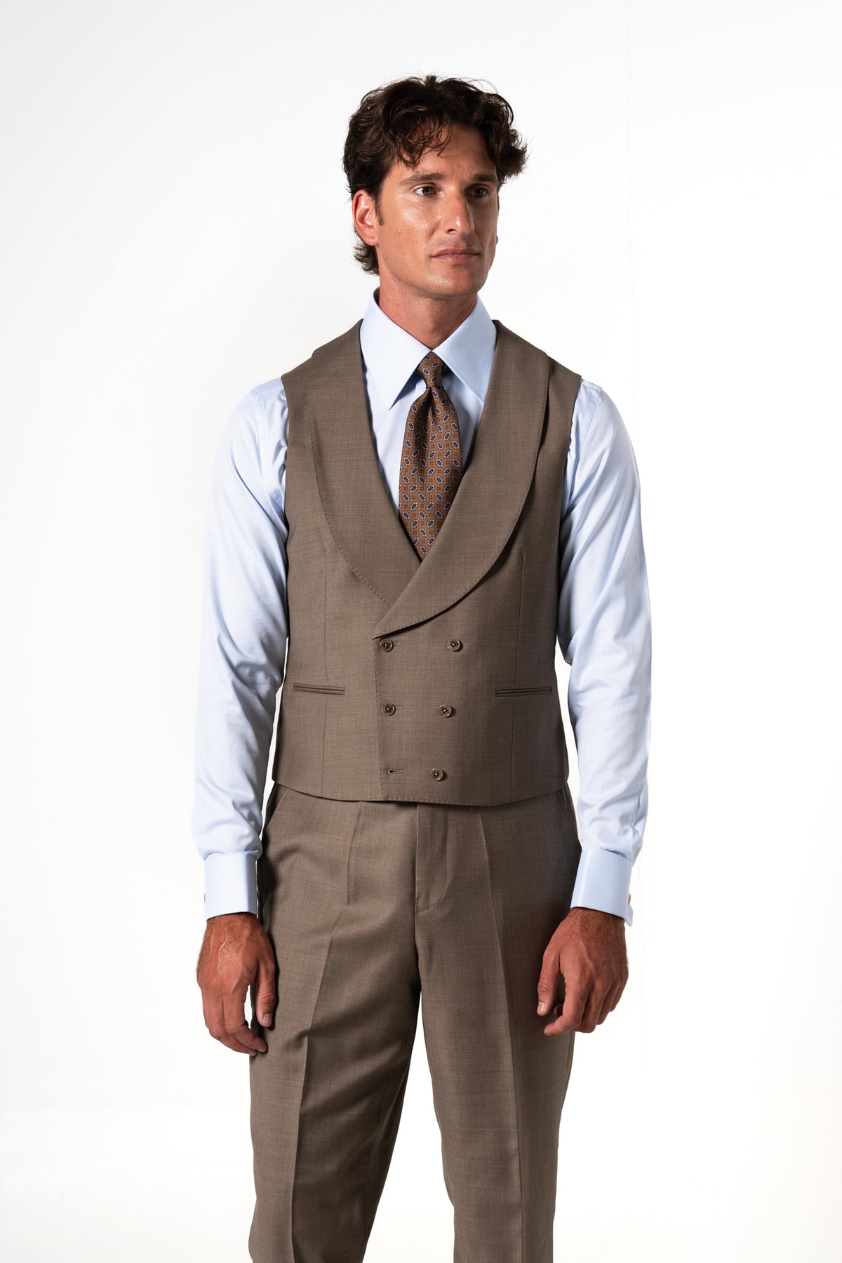 Fil a fil Stone Gray Wool Suit