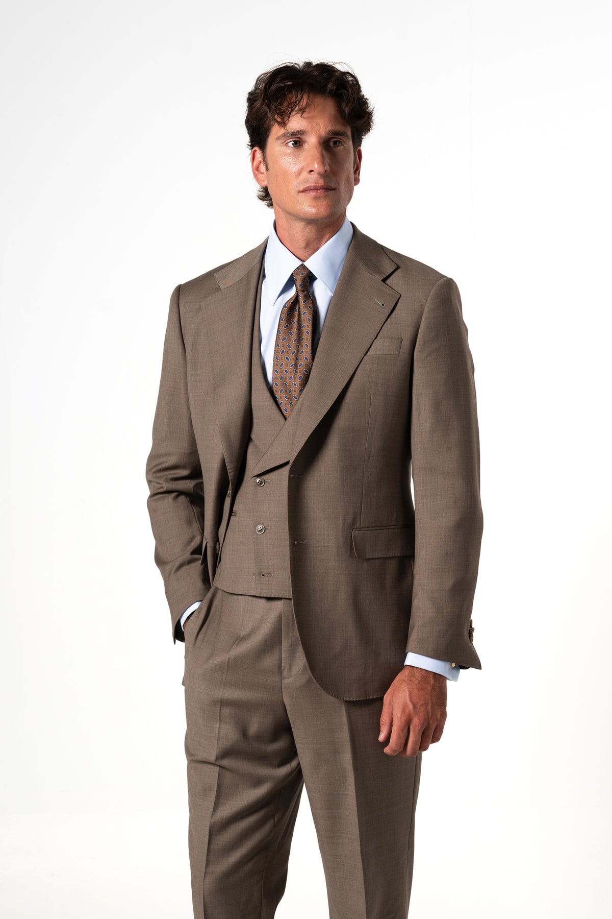 Fil a fil Stone Gray Wool Suit