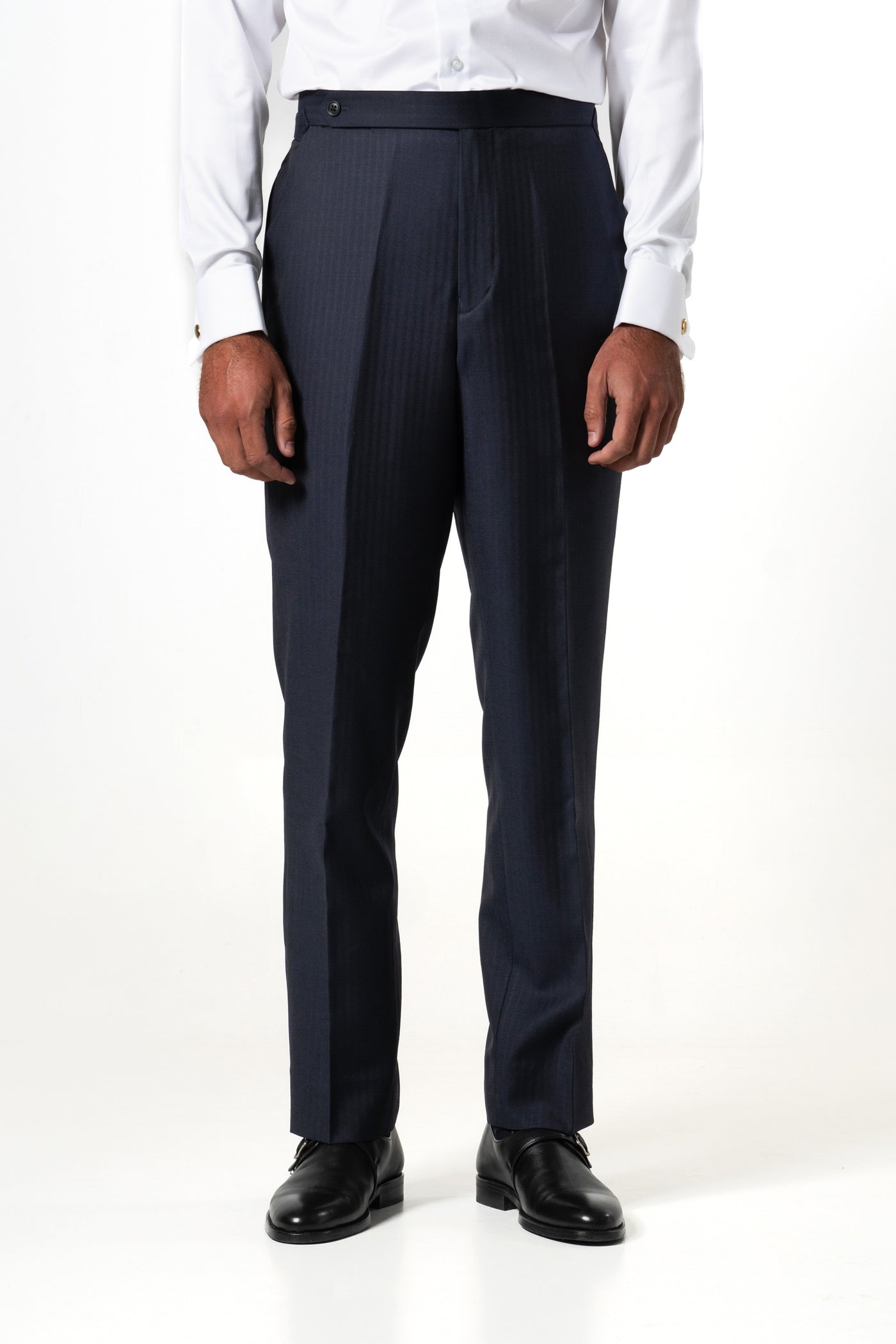 Herringbone Wool Dark Navy Tailoring Pants