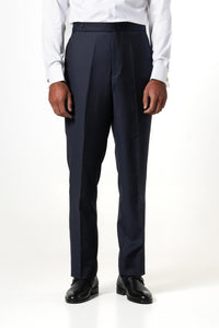 Herringbone Wool Dark Navy Tailoring Pants