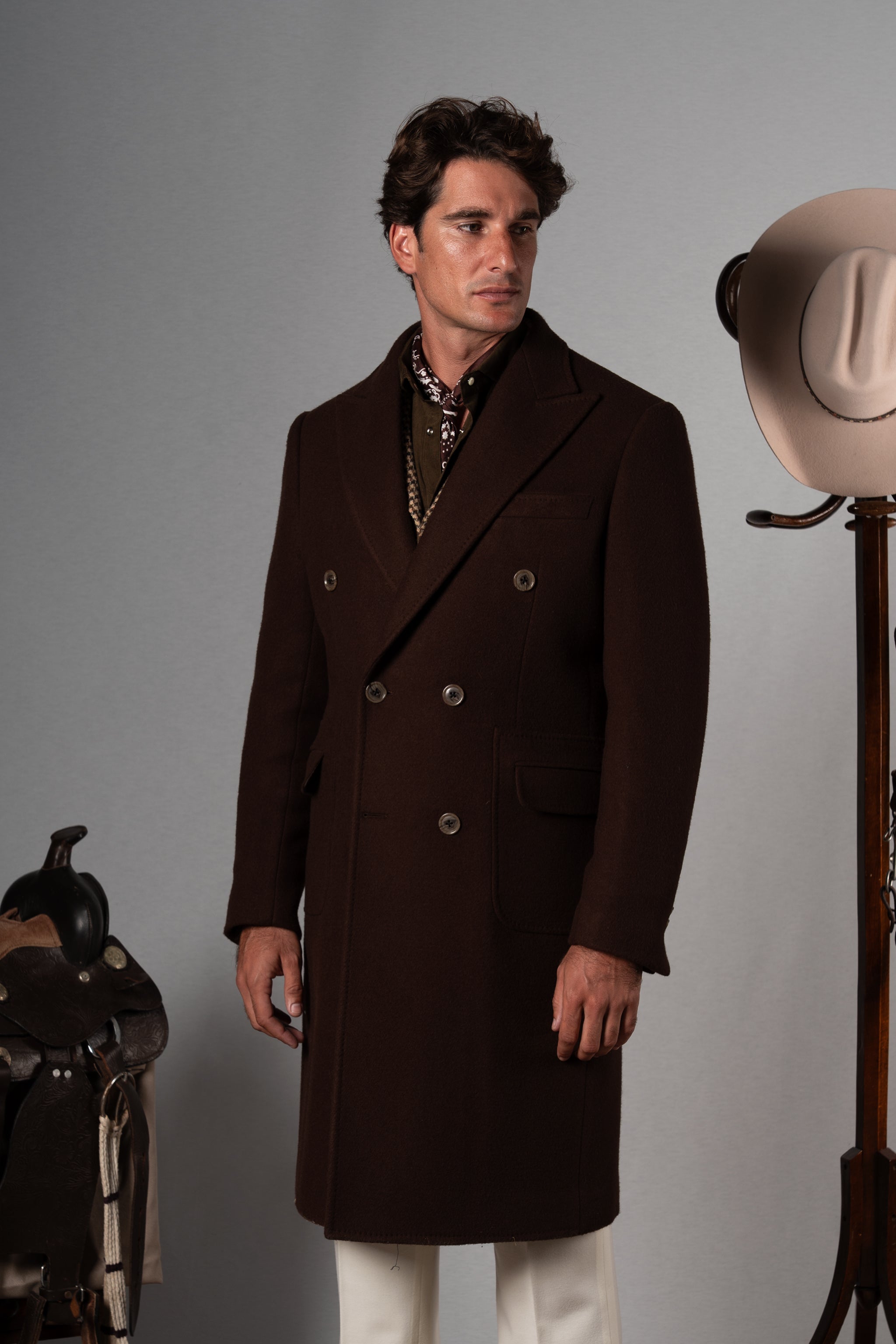Chocolate Brown Double Breasted Coat