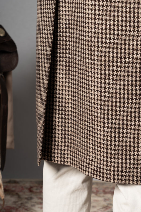 Beige Houndstooth Japanese Coat