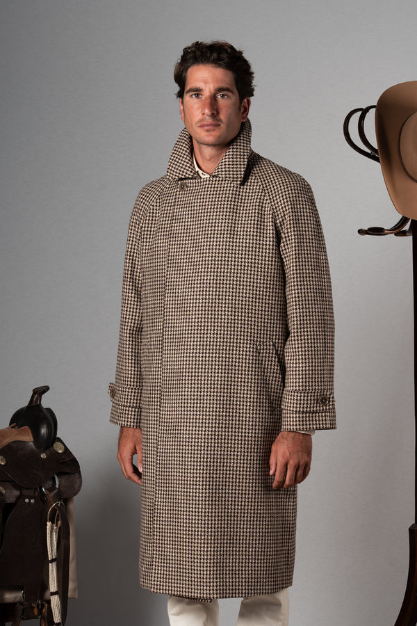 Beige Houndstooth Japanese Coat