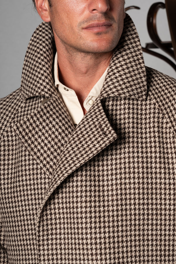 Beige Houndstooth Japanese Coat