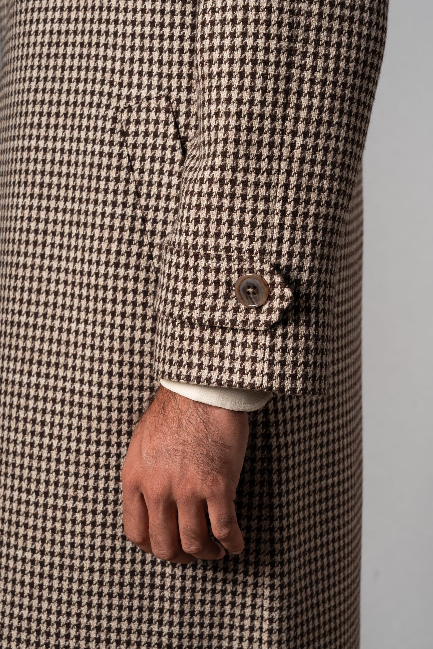Beige Houndstooth Japanese Coat - Abrigo a medida BUND