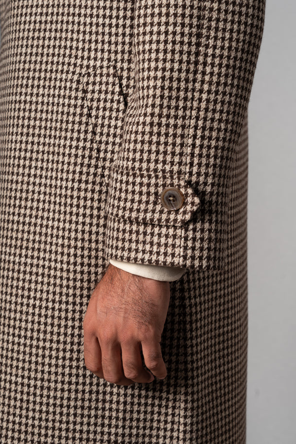 Beige Houndstooth Japanese Coat