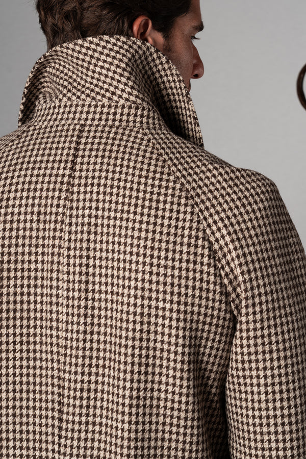 Beige Houndstooth Japanese Coat