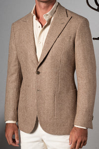 Light Brown Houdstooth Wool Blazer - Blazer a medida BUND