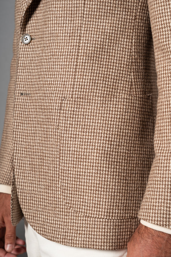 Light Brown Houdstooth Wool Blazer