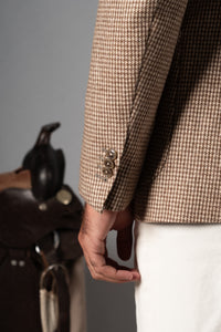 Light Brown Houdstooth Wool Blazer - Blazer a medida BUND