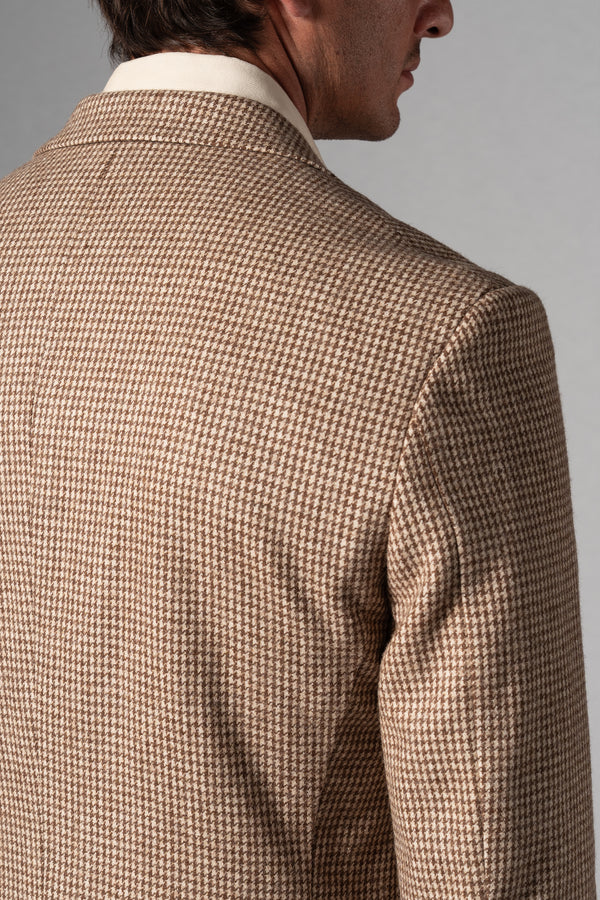 Light Brown Houdstooth Wool Blazer