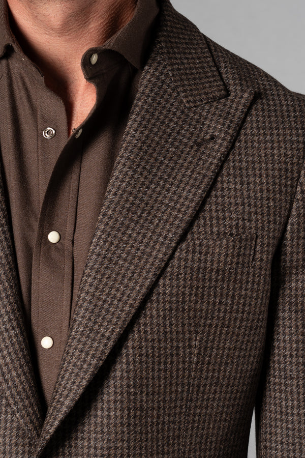 Brown Houdstooth Wool Blazer