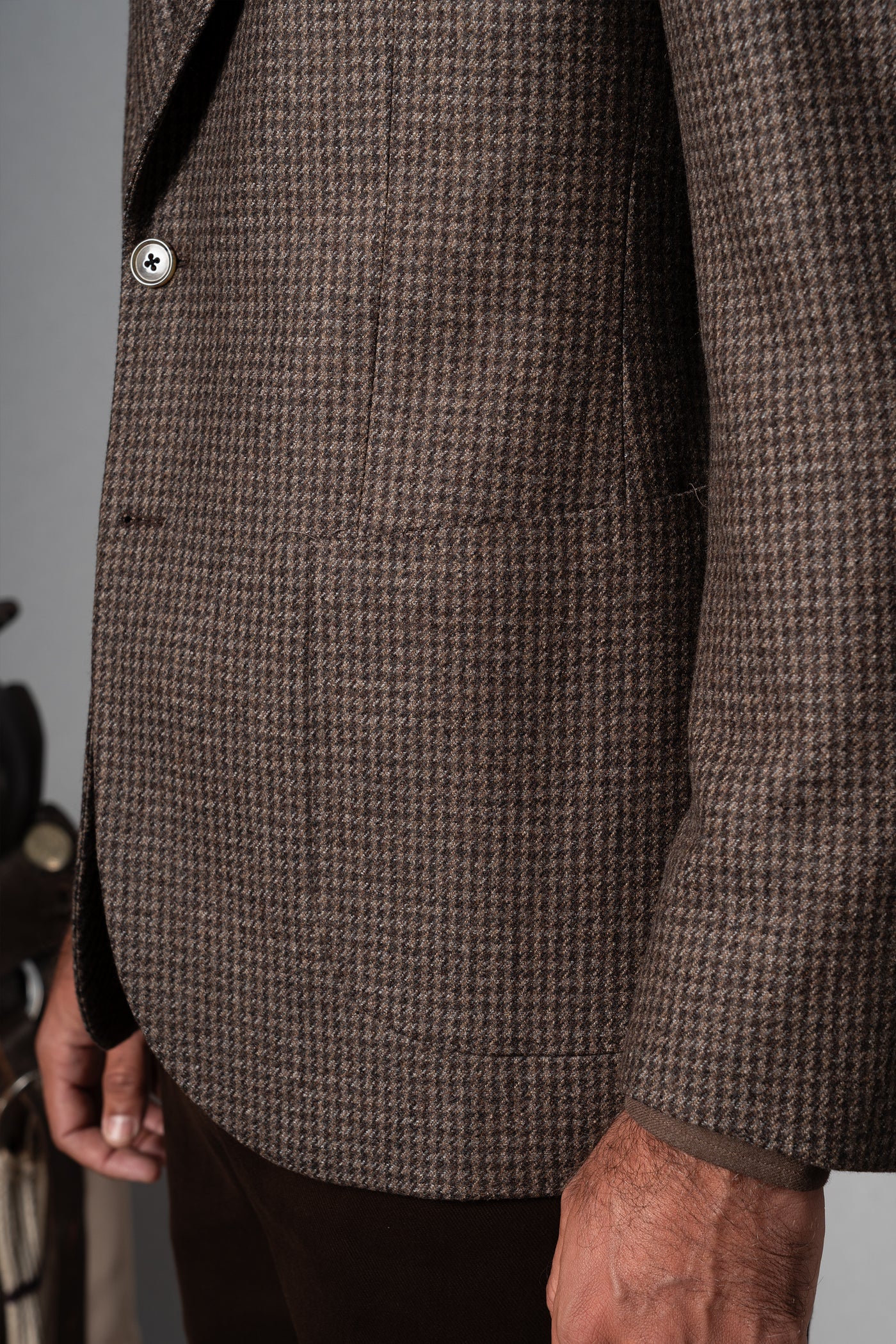 Brown Houdstooth Wool Blazer - Blazer a medida BUND