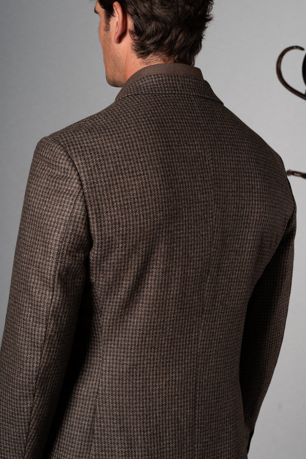 Brown Houdstooth Wool Blazer
