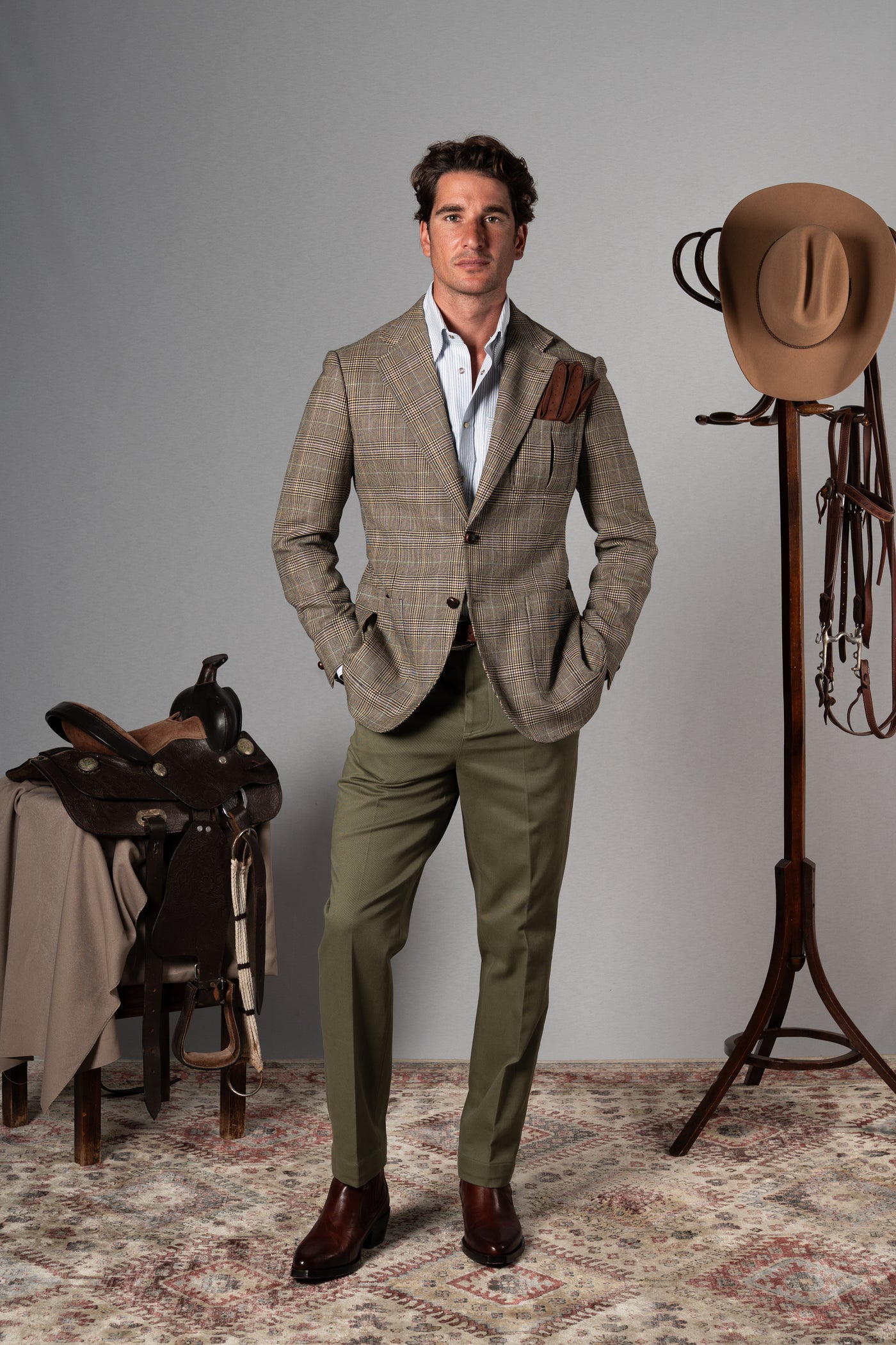 Beige Wales Flannel Blazer - Blazer a medida BUND