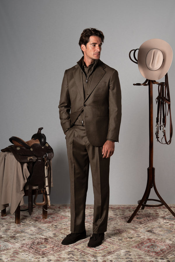 Olive Green Flannel Wool Blazer