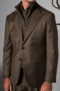 Olive Green Flannel Wool Blazer - Blazer a medida BUND