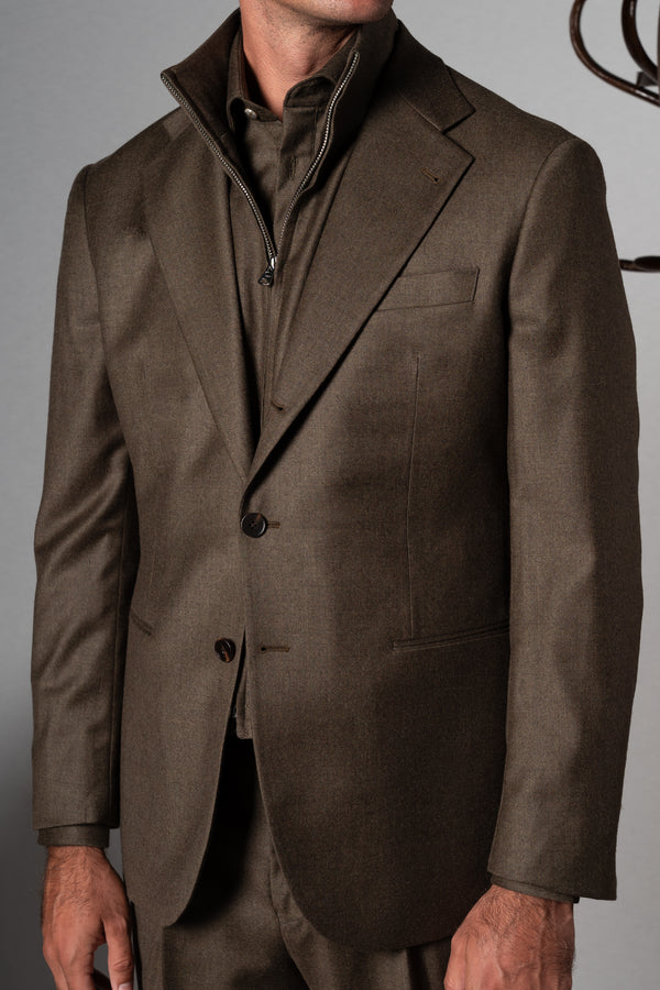 Olive Green Flannel Wool Blazer