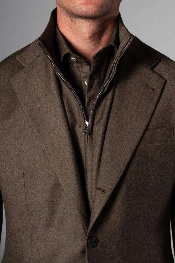 Olive Green Flannel Wool Blazer