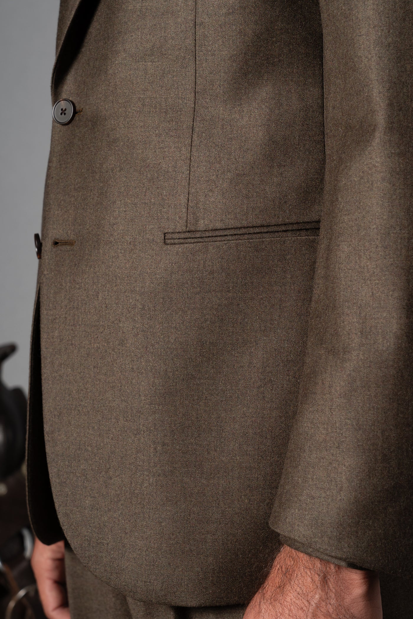 Olive Green Flannel Wool Blazer - Blazer a medida BUND