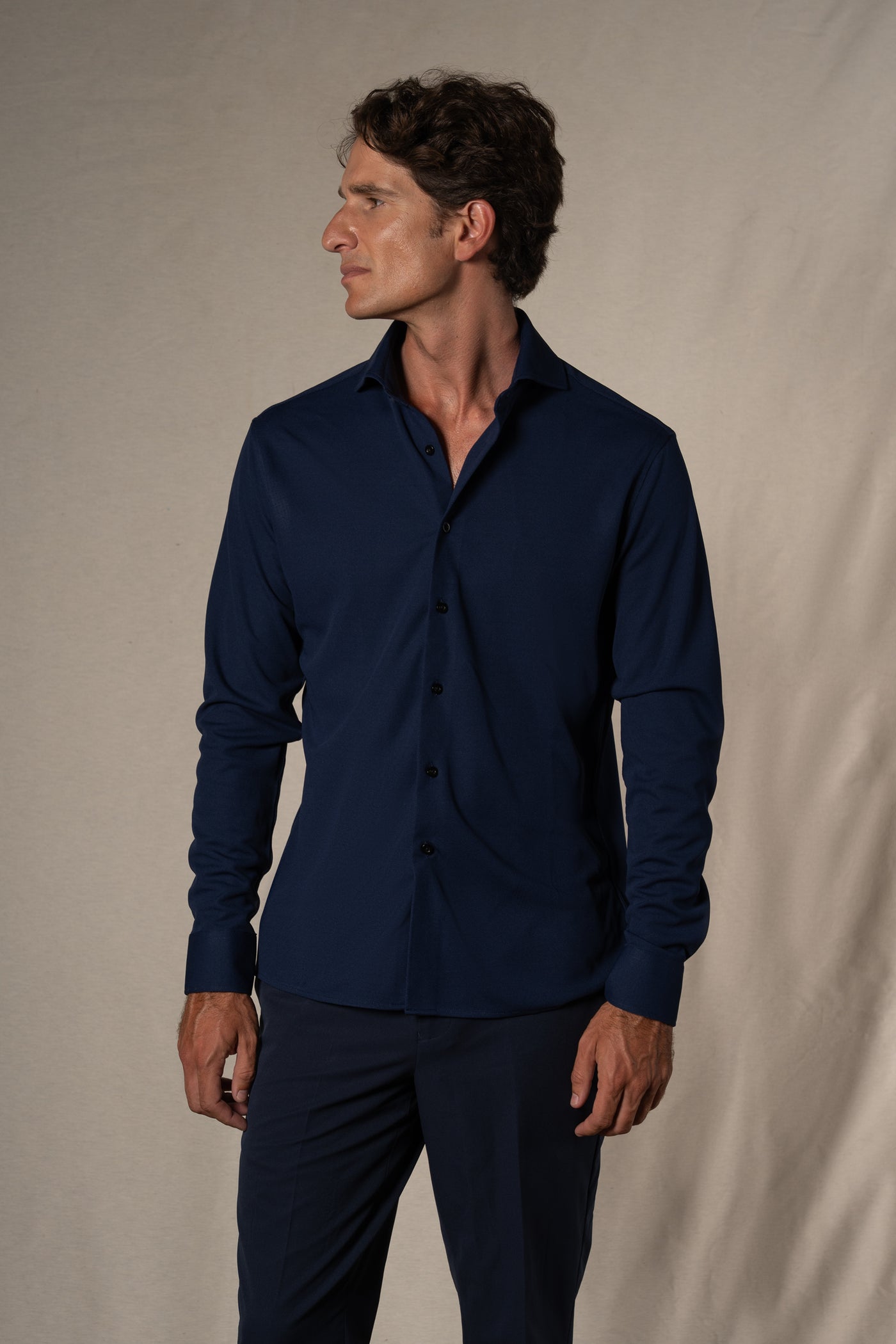 Plain Technical Dark Navy Soft Shirt