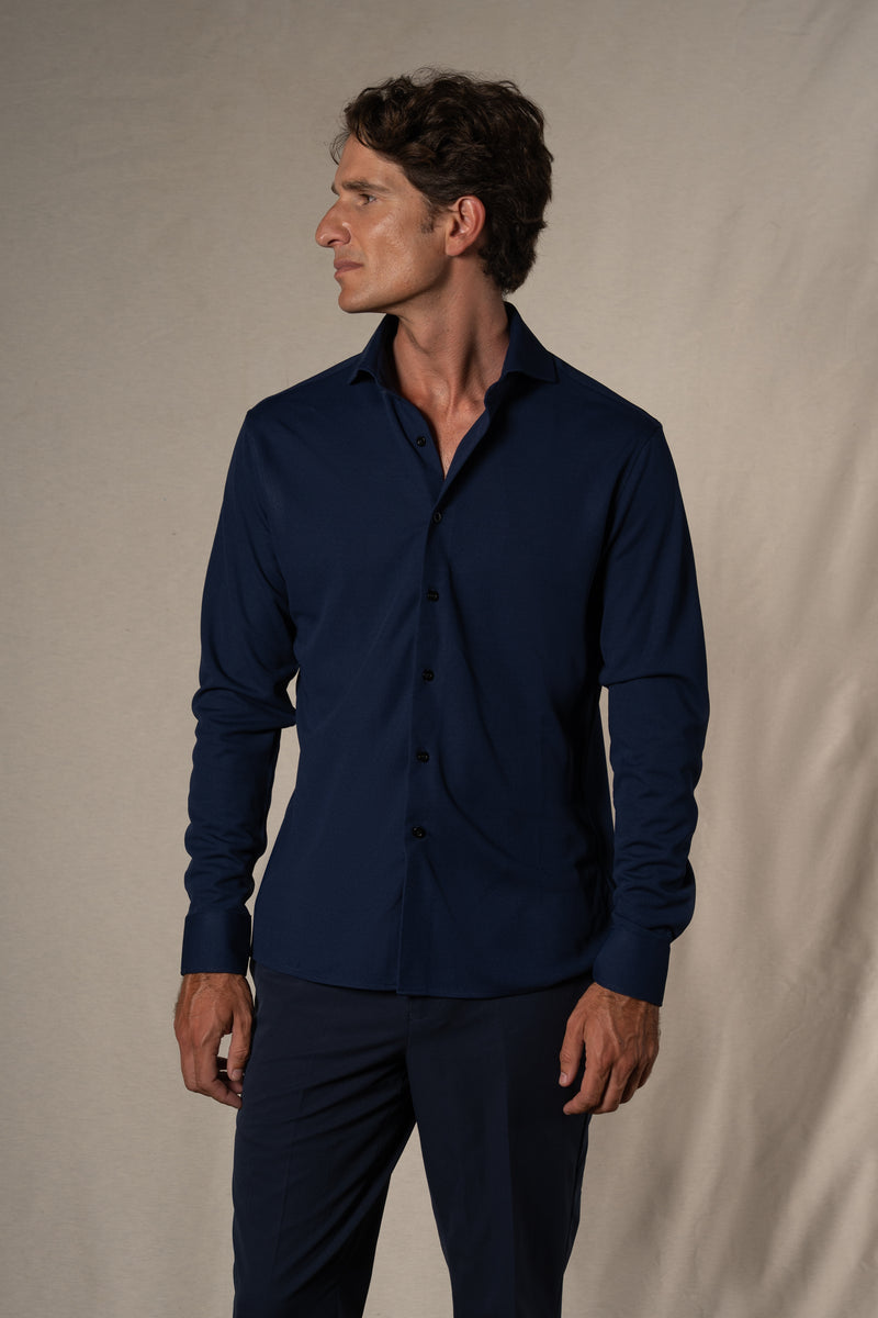 Plain Technical Dark Navy Soft Shirt