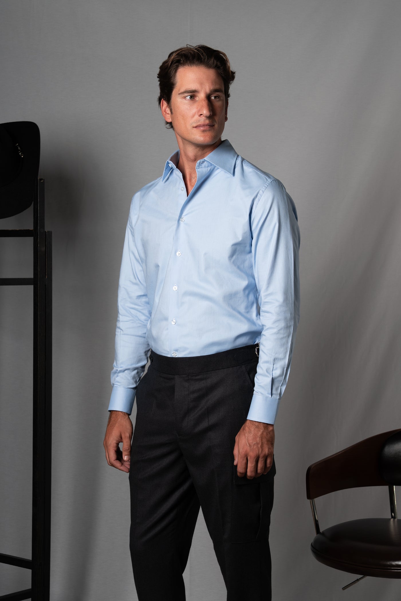 Oxford Blue Cotton Casual Shirt - Camisa BUND