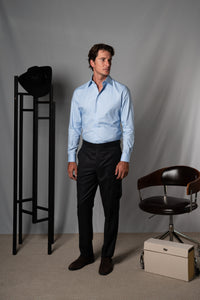 Oxford Blue Cotton Casual Shirt - Camisa BUND