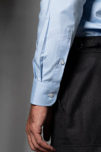 Oxford Blue Cotton Casual Shirt - Camisa BUND