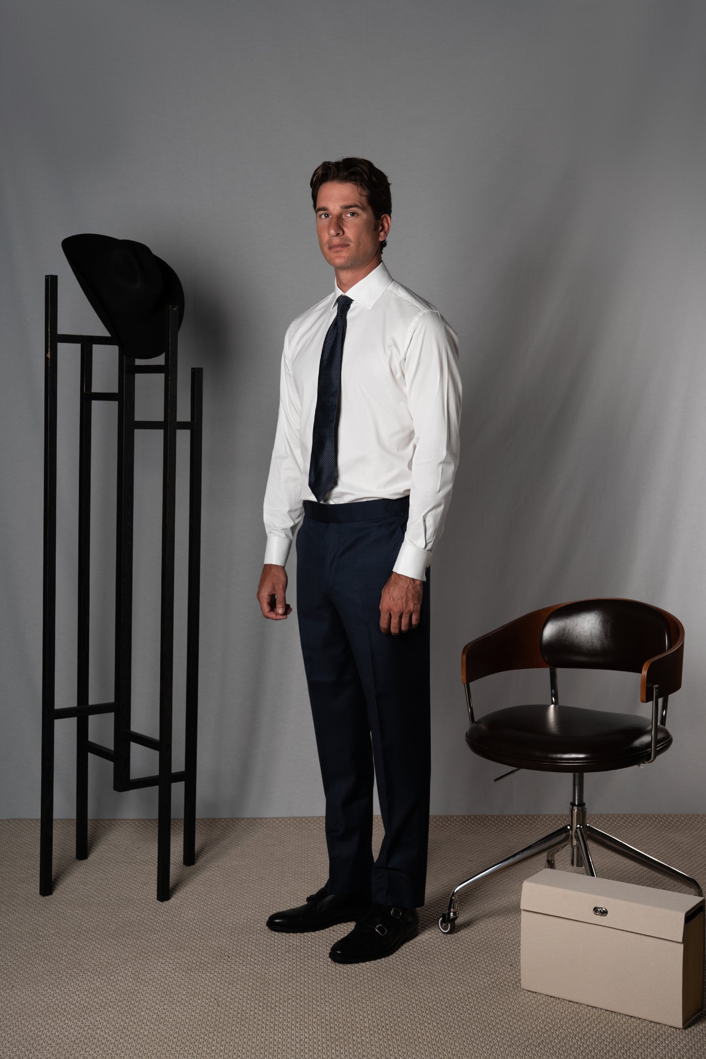 Plain White Cotton Business Shirt - Camisa BUND