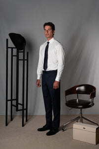 Plain White Cotton Business Shirt - Camisa BUND
