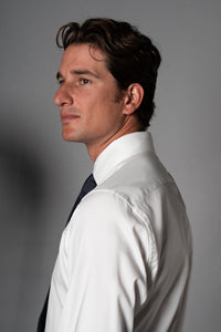 Plain White Cotton Business Shirt - Camisa BUND