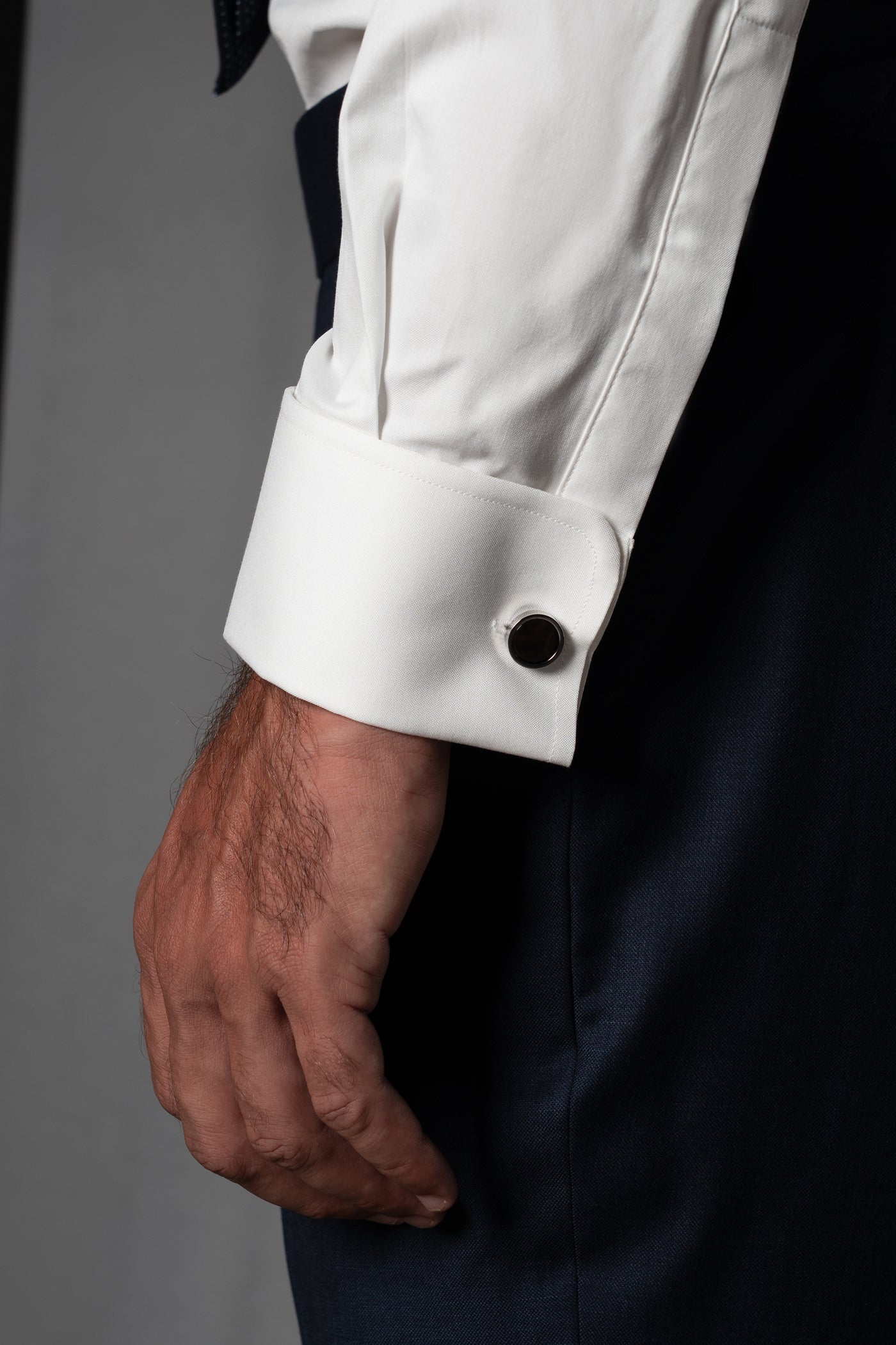 Plain White Cotton Business Shirt - Camisa BUND