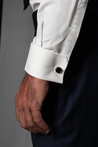 Plain White Cotton Business Shirt - Camisa BUND