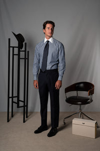 Stripes Blue Cotton Business Shirt - Camisa BUND